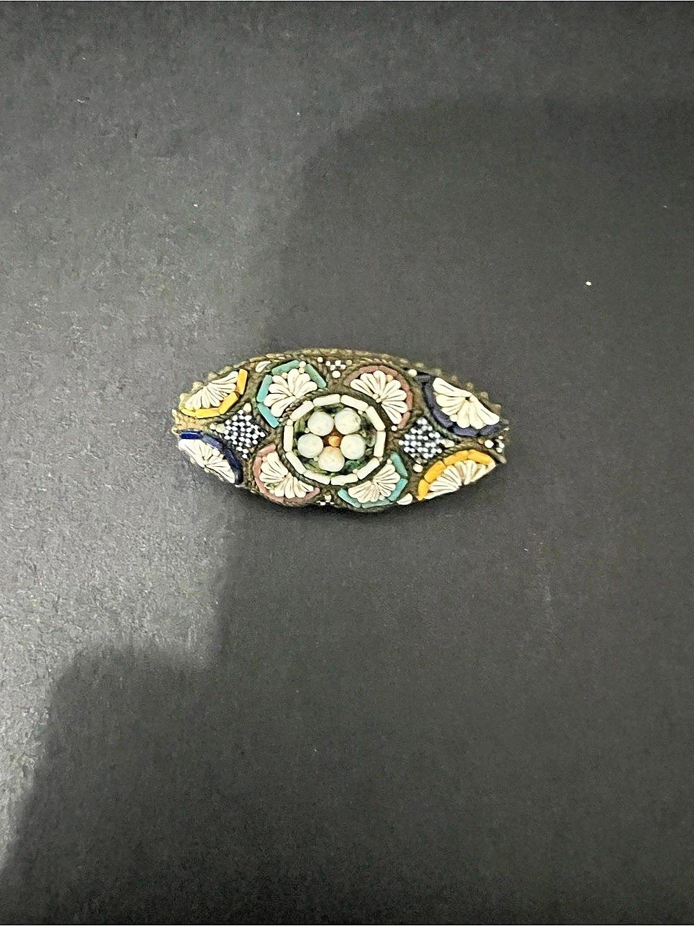 Floral Beaded Gold-Tone Brooch Pin